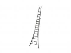 Opsteek ladder 3-delig uitgebogen, gevelrollen